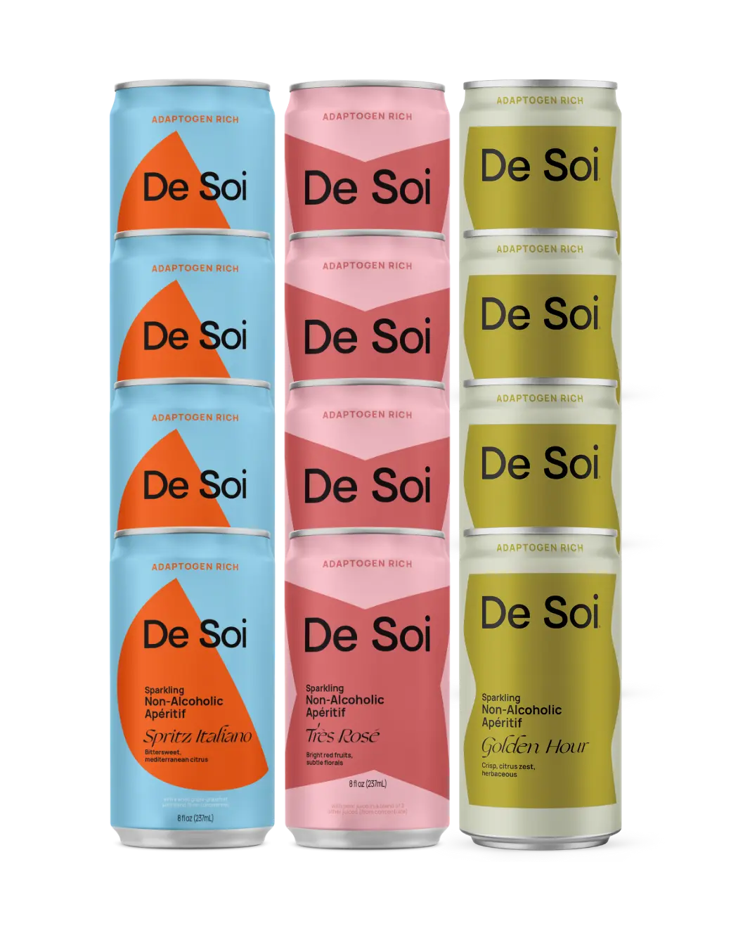 De Soi Sparkling Non-Alcoholic Aperitifs with Adaptogens Variety Pack