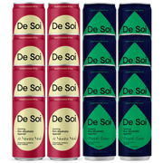 De Soi Nightcap Bundle featuring four St. Moritz Mule red cans and four Purple Lune dark green cans side by side.