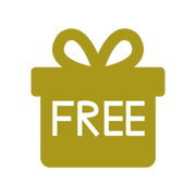 Gold gift box icon with a bow and the word FREE across the front.
