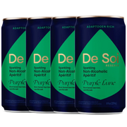 Four De Soi Purple Lune sparkling non-alcoholic aperitif cans with adaptogens, forest berry flavor.
