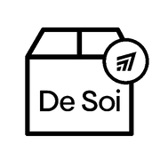 Line-drawn shipping box labeled De Soi with a package protection badge.