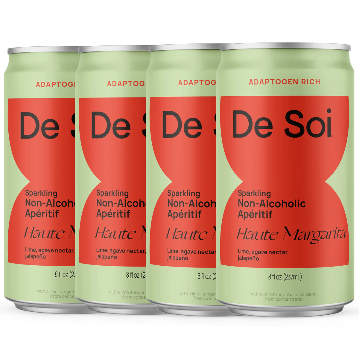 De Soi Haute Margarita four-pack of sparkling non-alcoholic adaptogen aperitif cans.